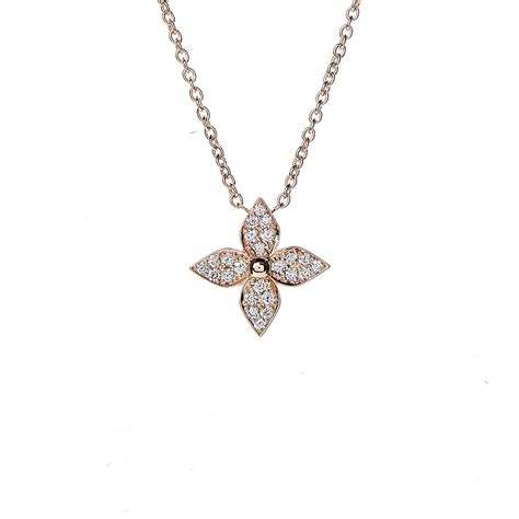 Star Blossom Diamond & Pink Gold Pendant Necklace 